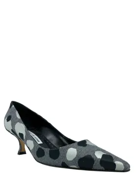 Manolo Blahnik Polka Dot Fabric Pumps Size 7.5