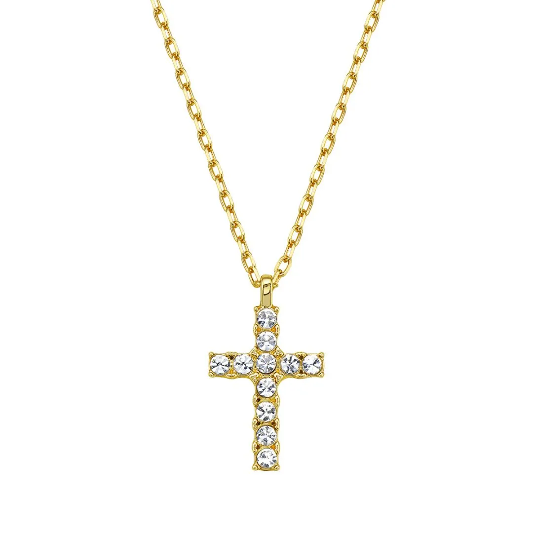 Men's 22 CZ Cross Necklace gold