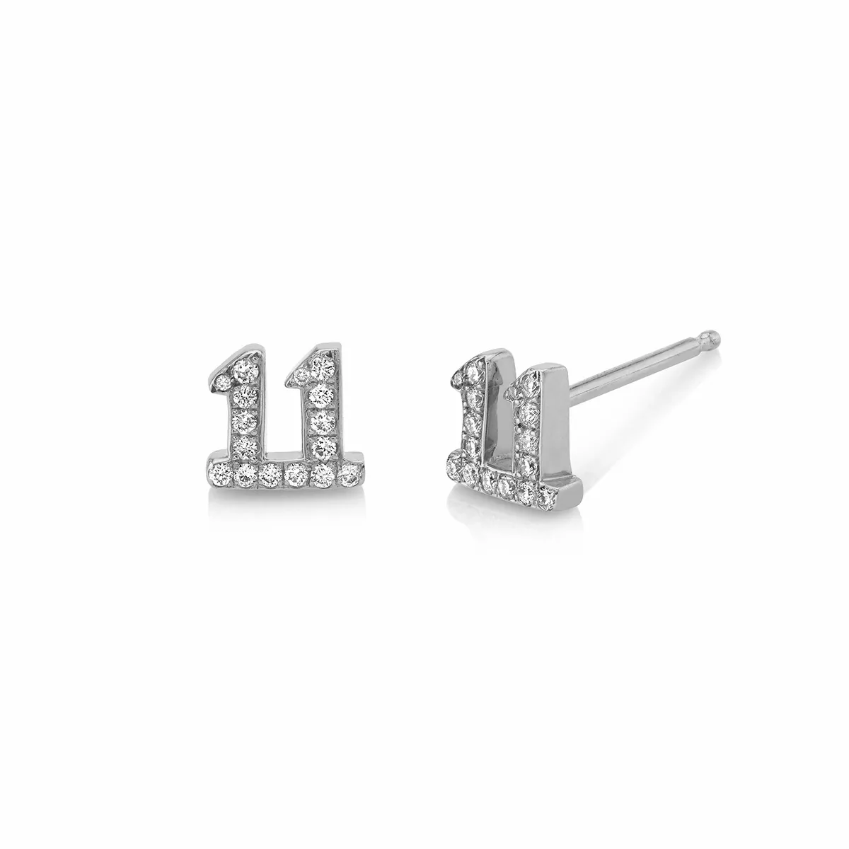 Mini 11 Numerology Studs with Pavé Diamonds