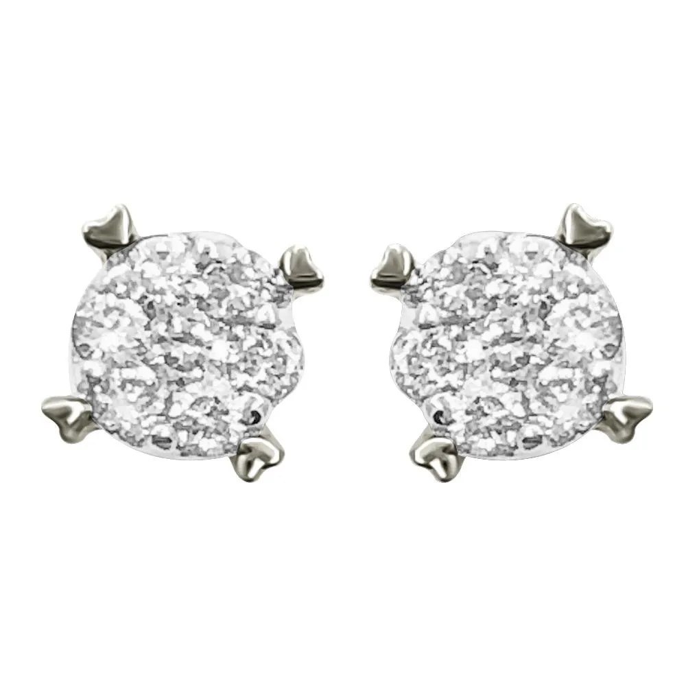 Mini Cluster Studs Diamond Earrings .14cttw 10K Gold