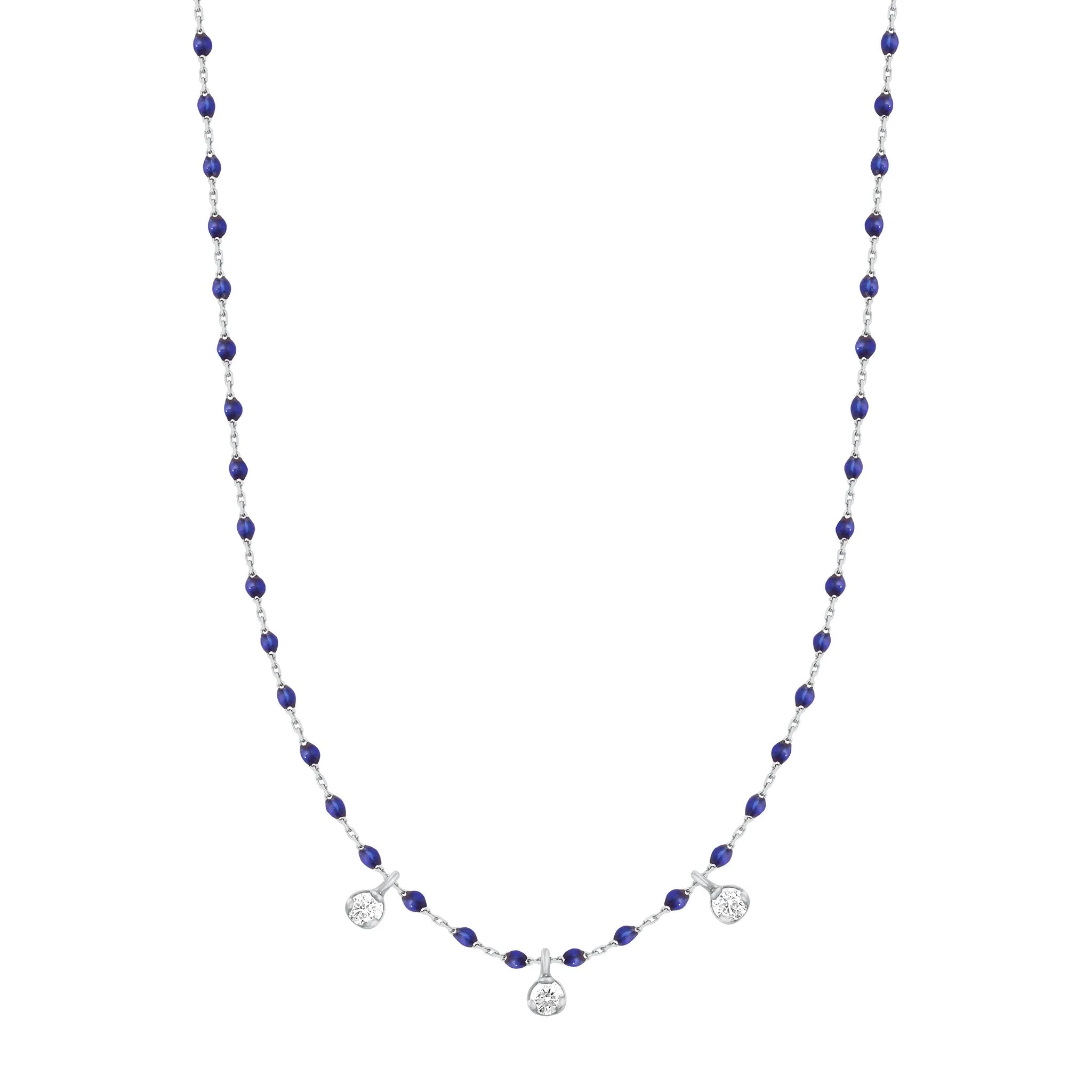 Mini Gigi Lapis necklace, White Gold 3 diamond, 16.5