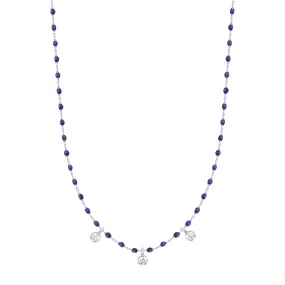 Mini Gigi Lapis necklace, White Gold 3 diamond, 16.5