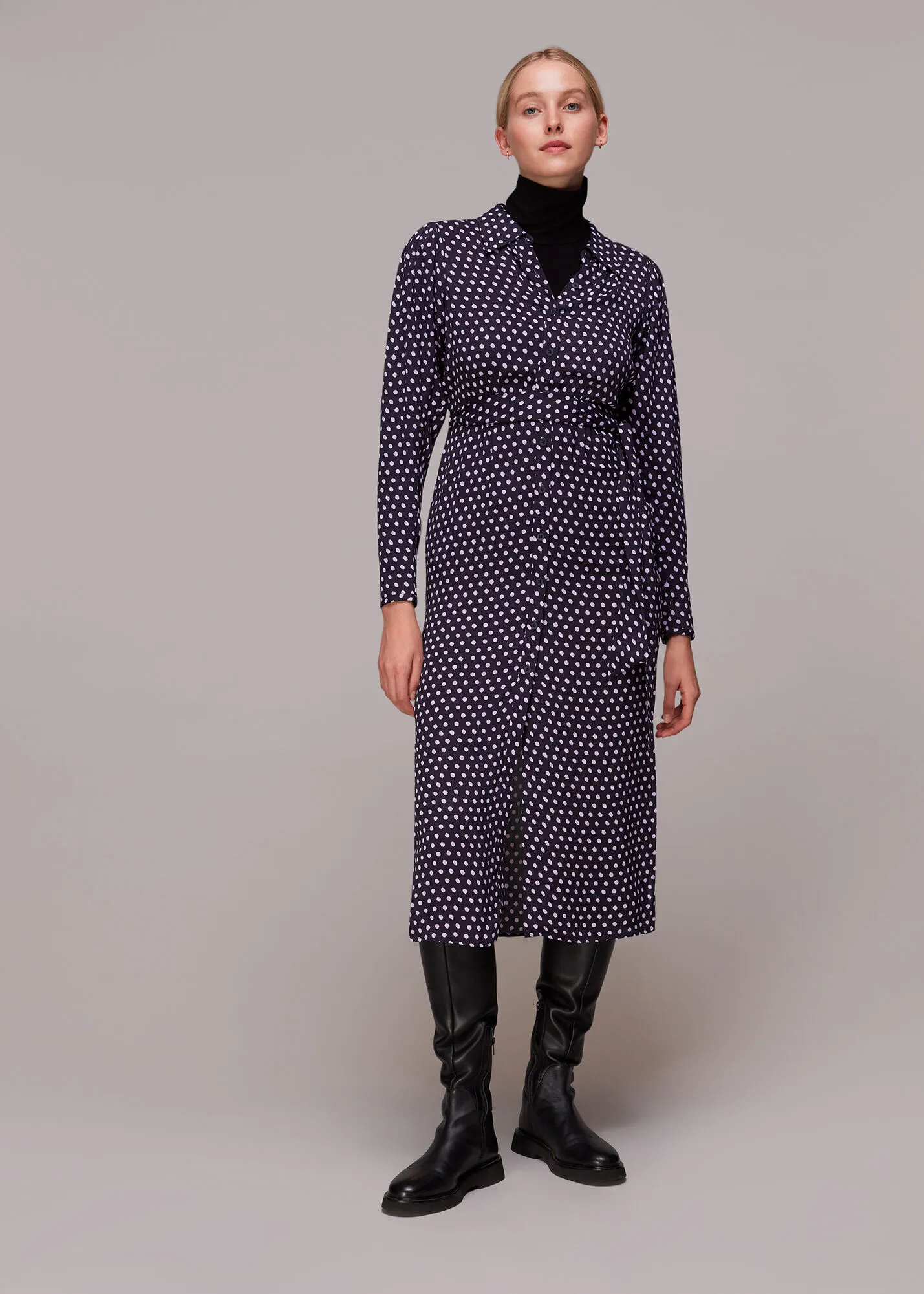 Multicolour Dotted Spot Print Shirt Dress