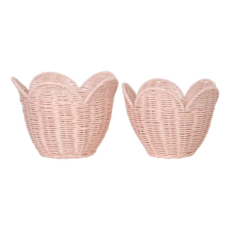 Olli Ella Rattan Lily Basket Set - Blush