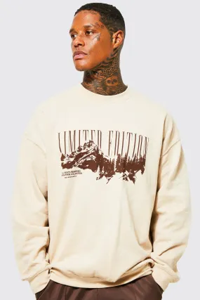 Oversized Limited Mountain Graphic Sweatshirt