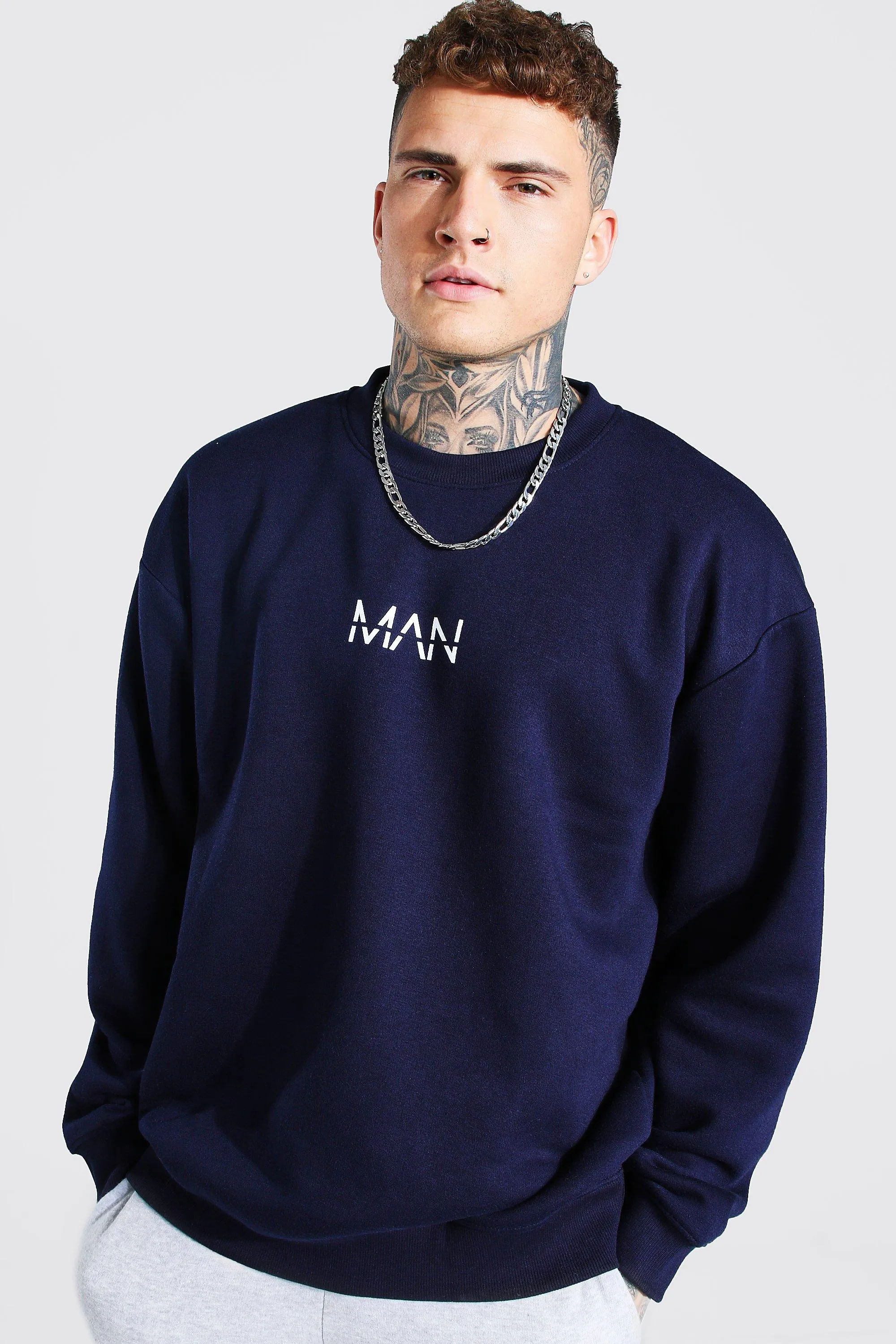 Oversized Original Man Sweatshirt | boohooMAN UK