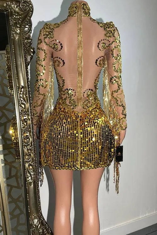 Partition Gold Sequin Dress