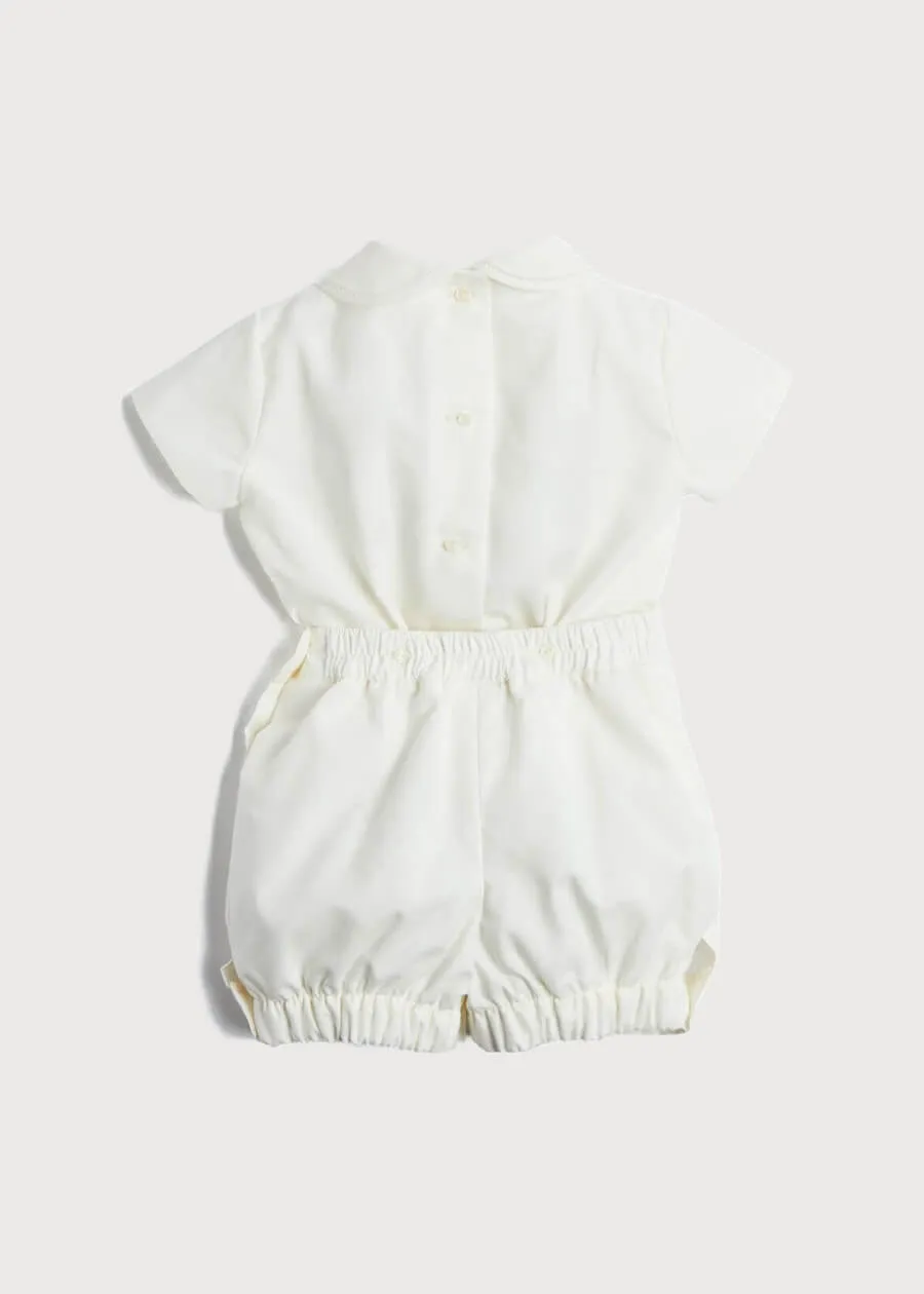 Peter Pan Collar Short Sleeved Two Piece Set in Ivory (12mths-5yrs)