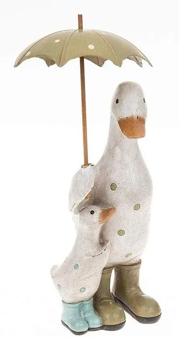 Polka dot Brolly Duck; Mum and Baby- Green