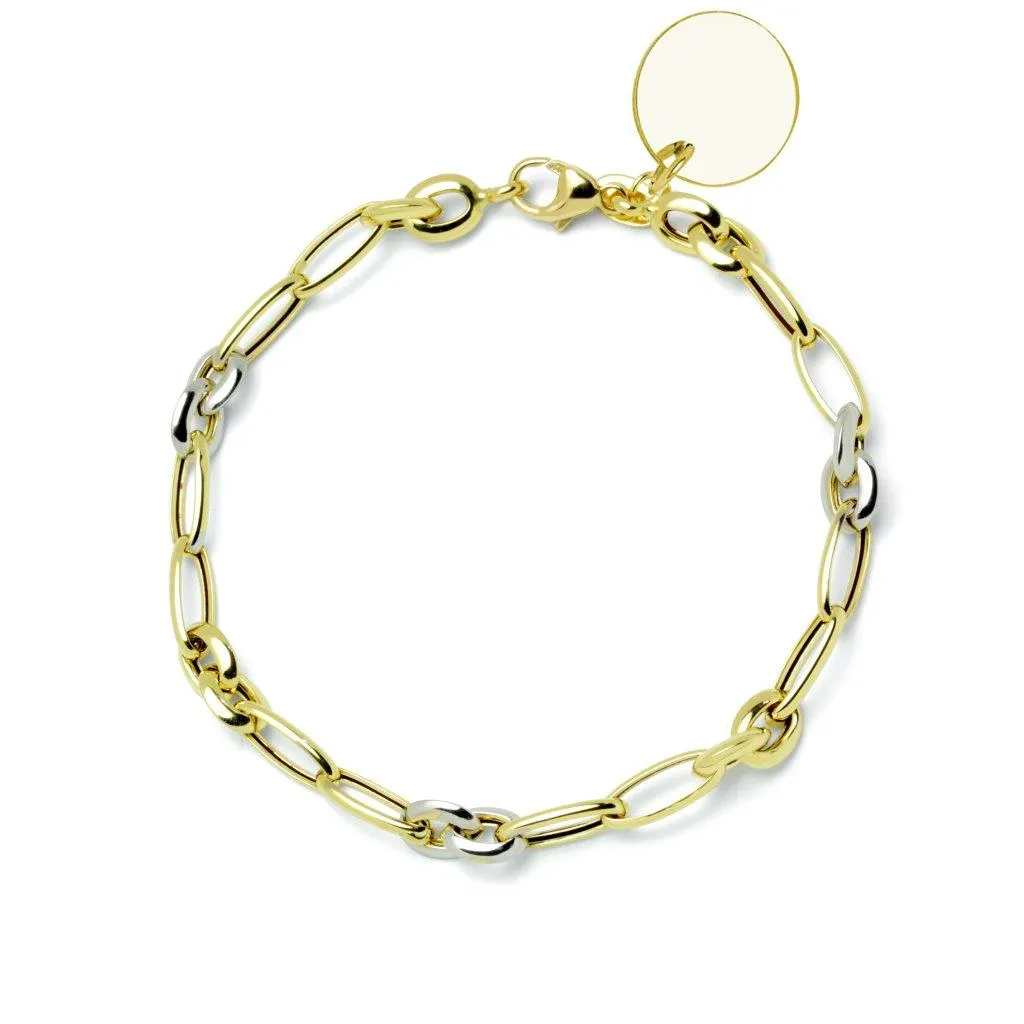 Pulsera Personalizable eslabones bicolor en Oro