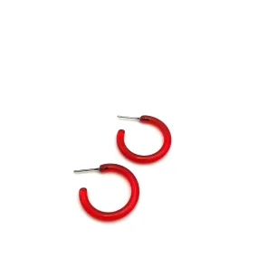 Red Small Jelly Tube Hoop Earrings -1