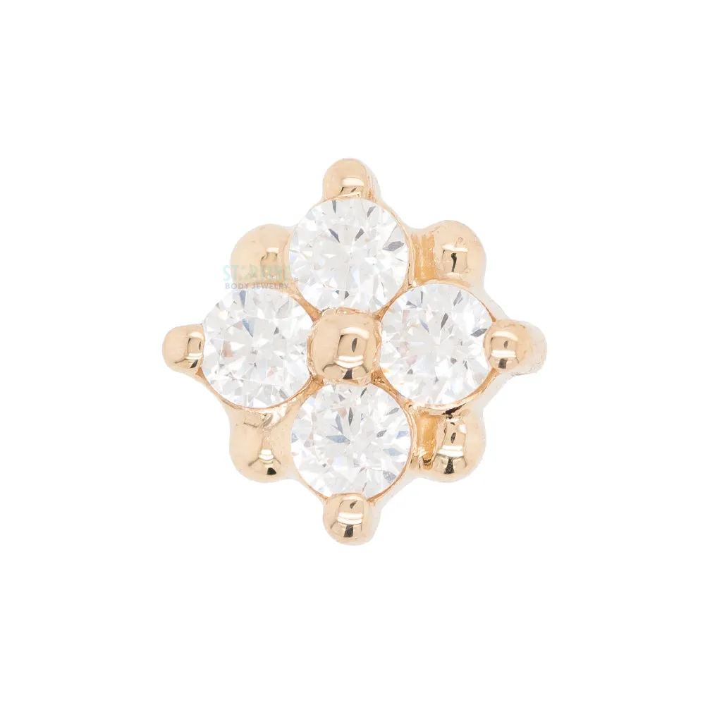 Reema Threaded End in Gold with White CZ's