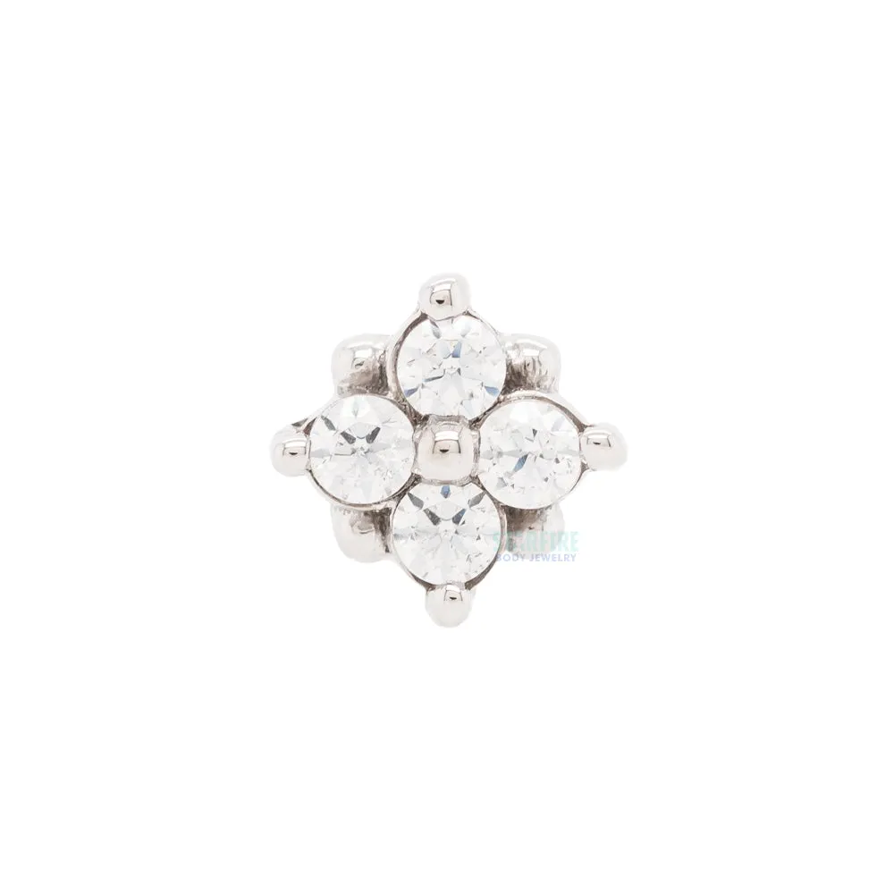 Reema Threaded End in Gold with White CZ's