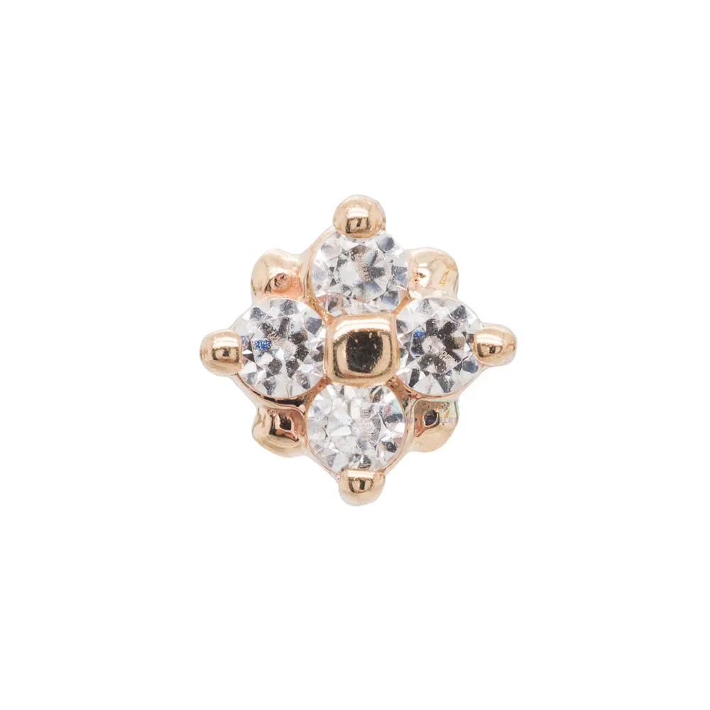 Reema Threaded End in Gold with White CZ's
