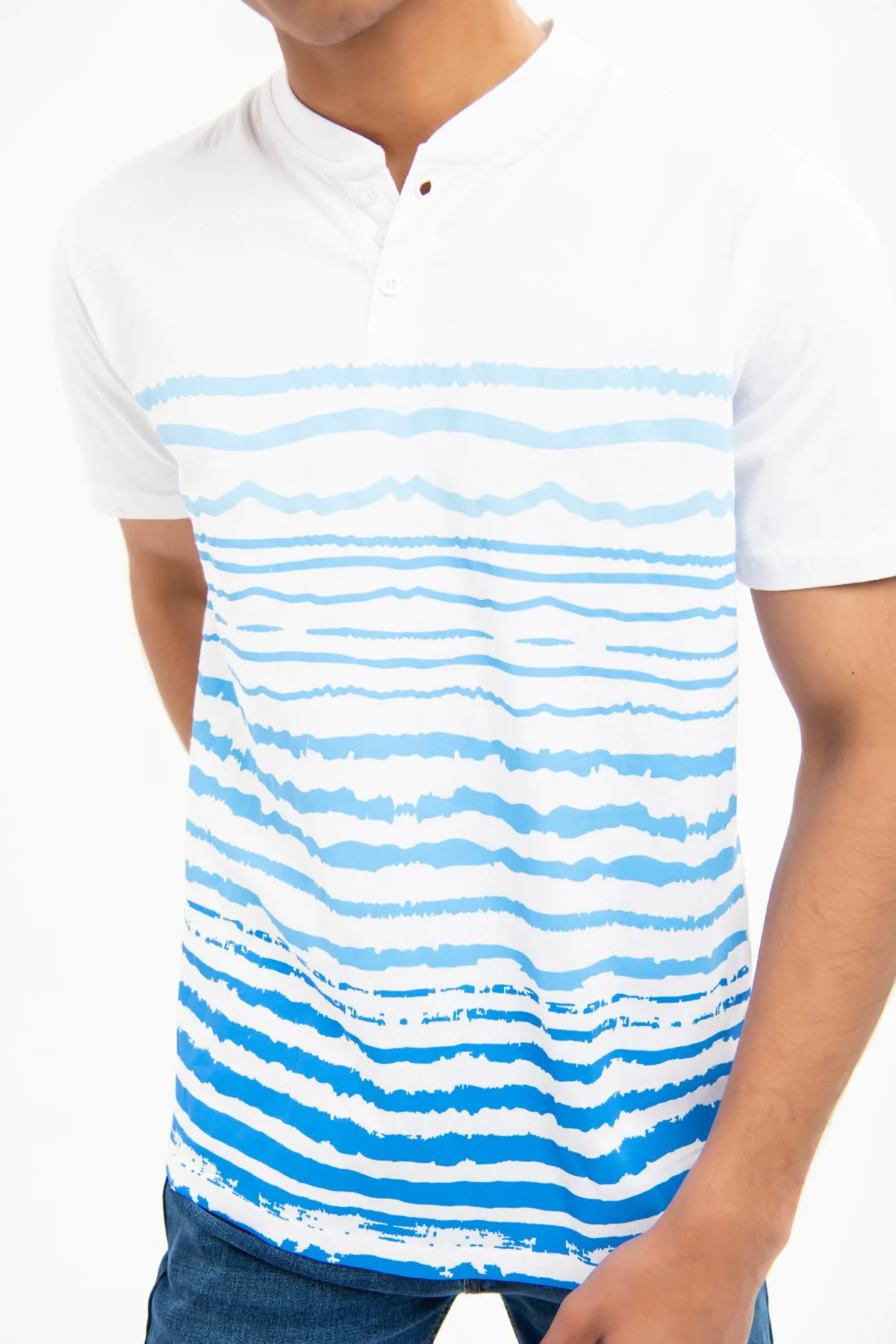 REGULAR FIT PRINTED HENELY T-SHIRT