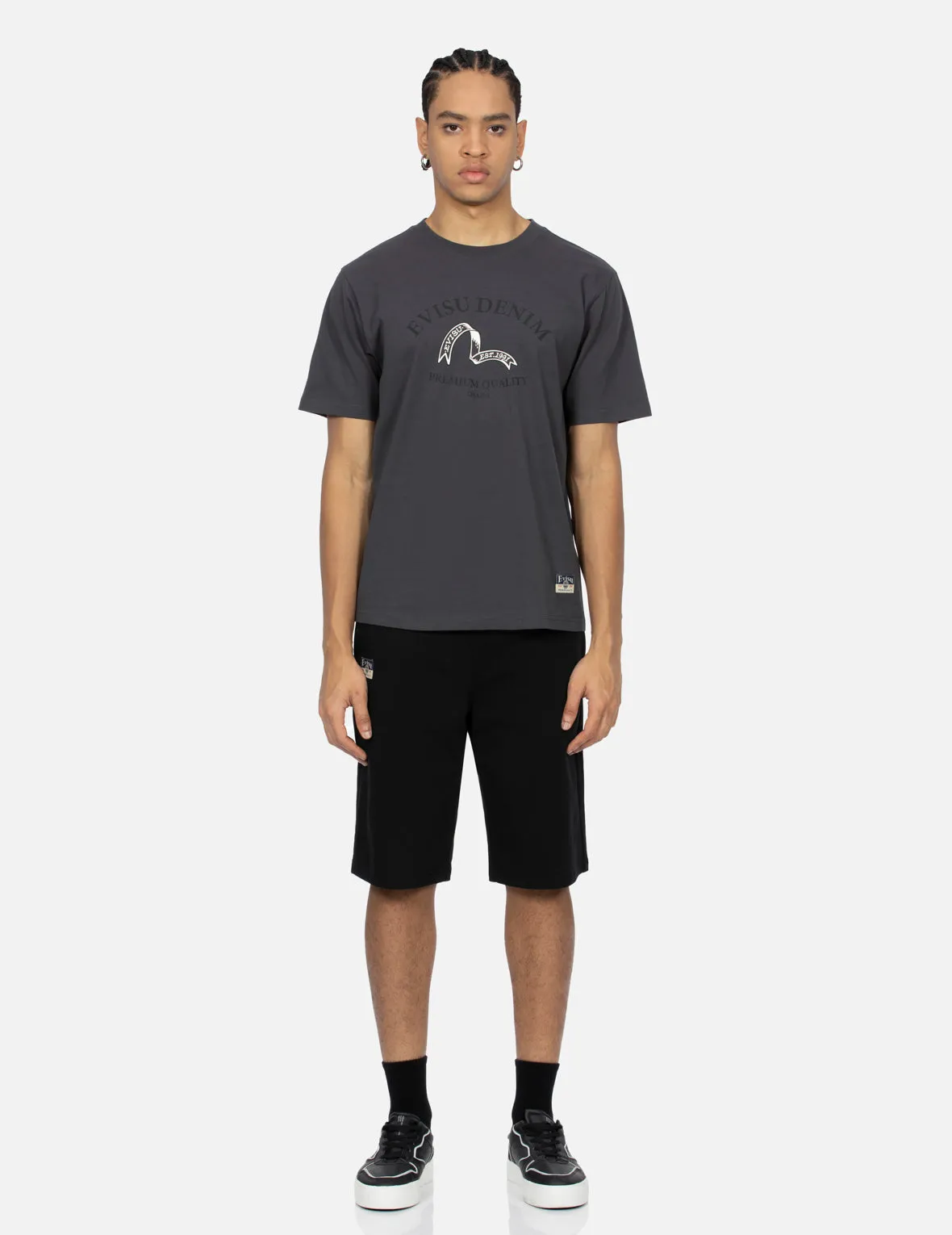 Ribbon Seagull and Logo Print Regular Fit T-shirt