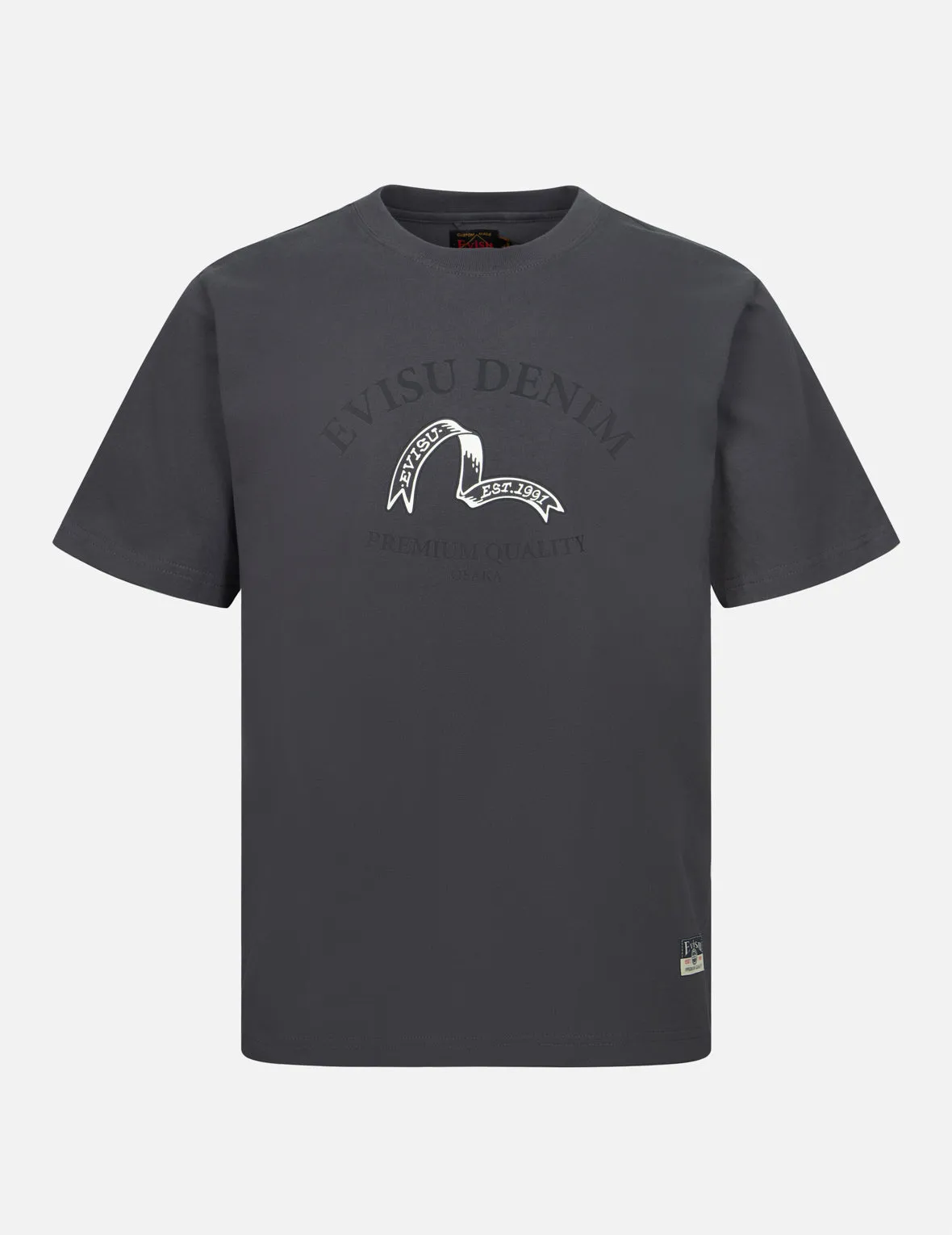 Ribbon Seagull and Logo Print Regular Fit T-shirt