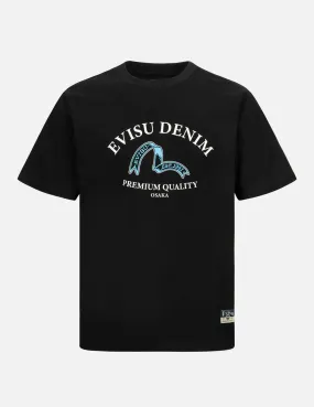 Ribbon Seagull and Logo Print Regular Fit T-shirt