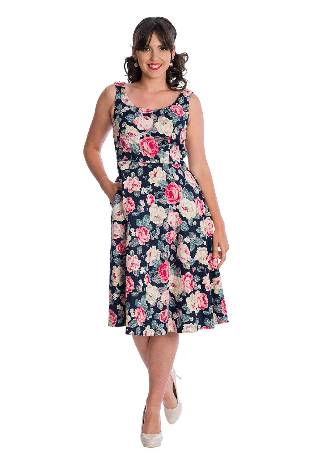 ROSE BLOOM FIT & FLARE DRESS