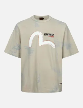 Seagull and Logo Print Loose Fit T-shirt