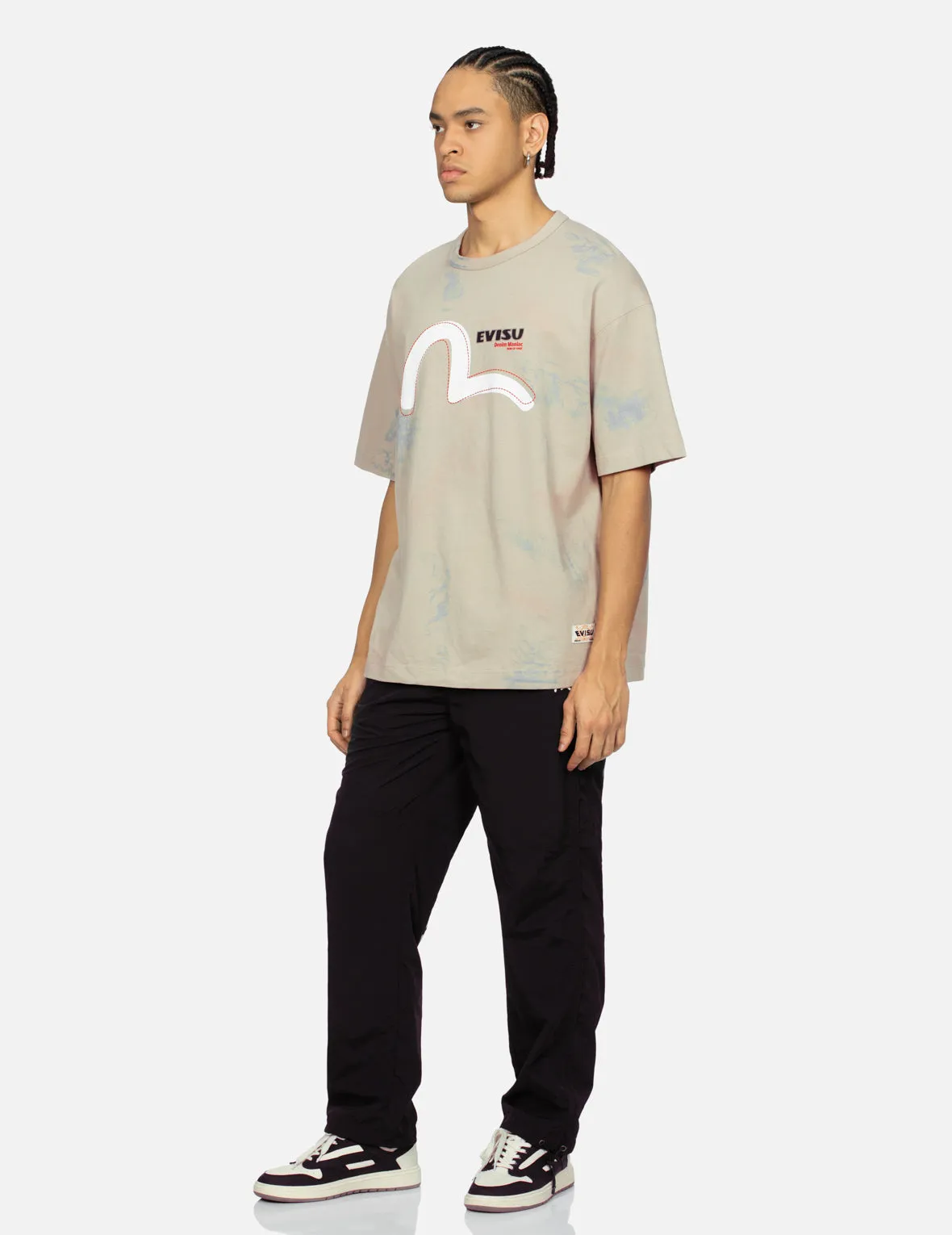 Seagull and Logo Print Loose Fit T-shirt