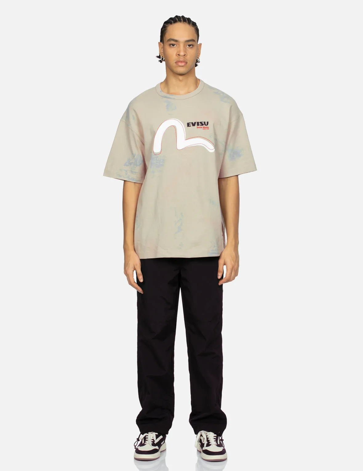 Seagull and Logo Print Loose Fit T-shirt