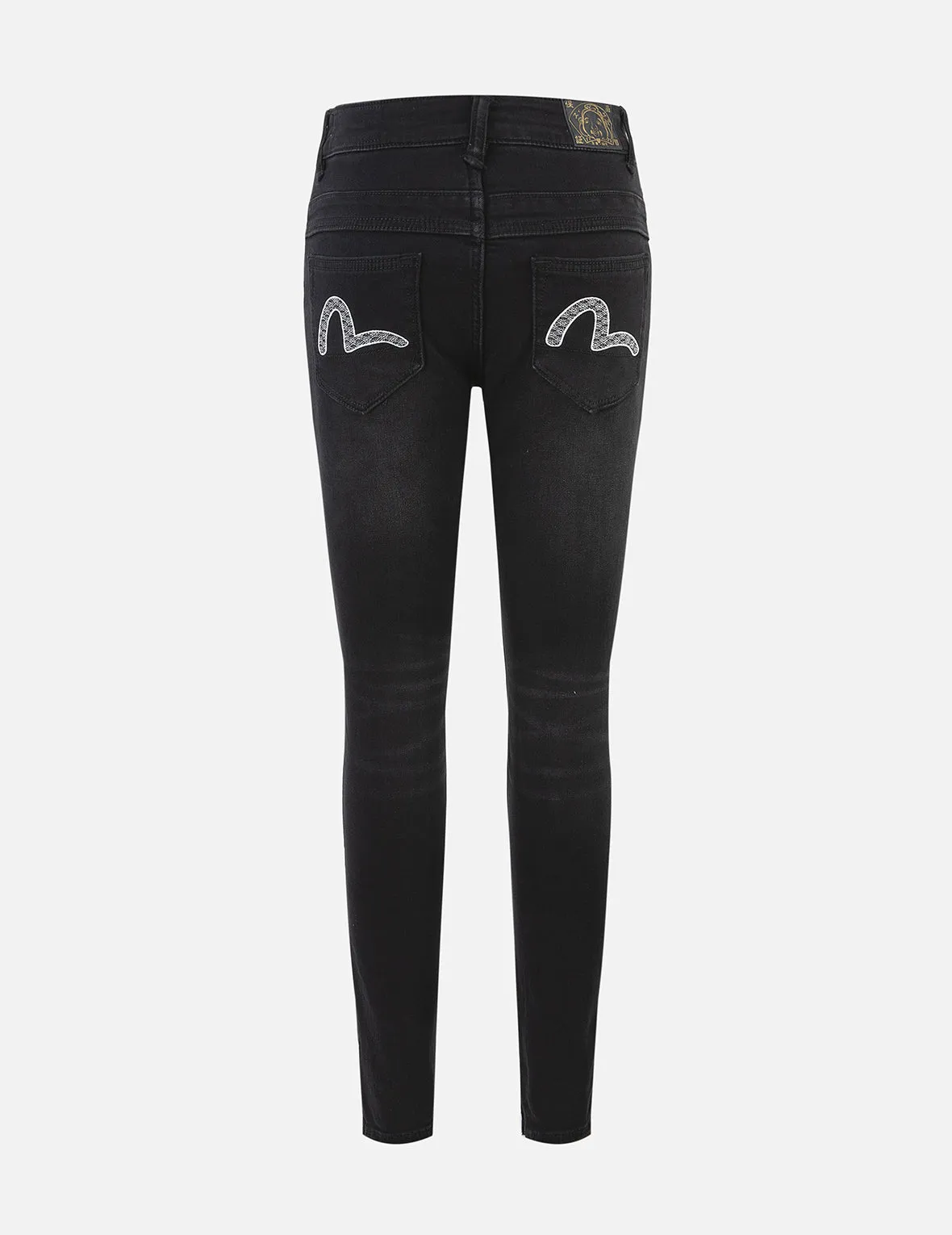 Seagull Embroidery High-Waist Skinny Jeans