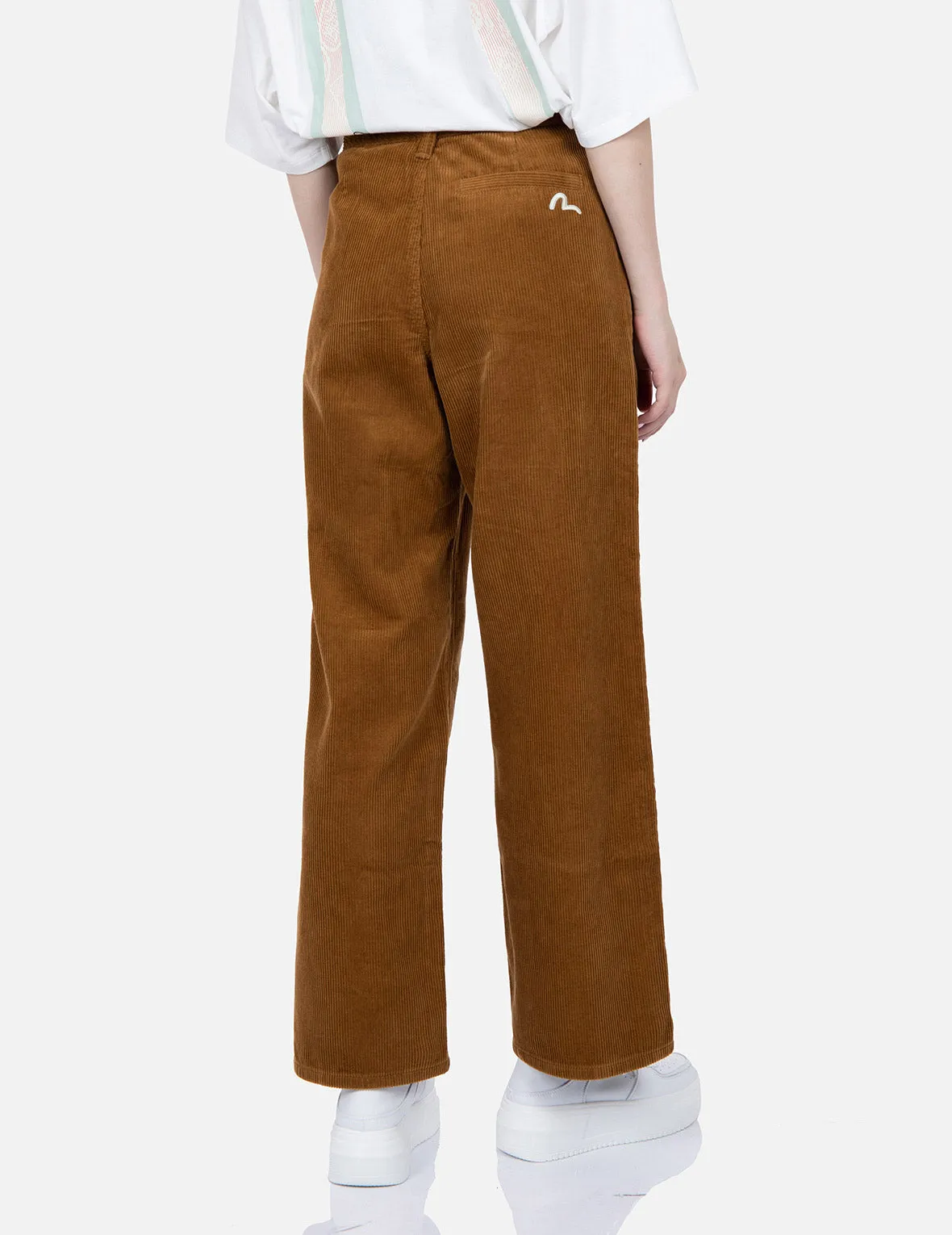 Seagull Embroidery Straight-fit Corduroy Trousers