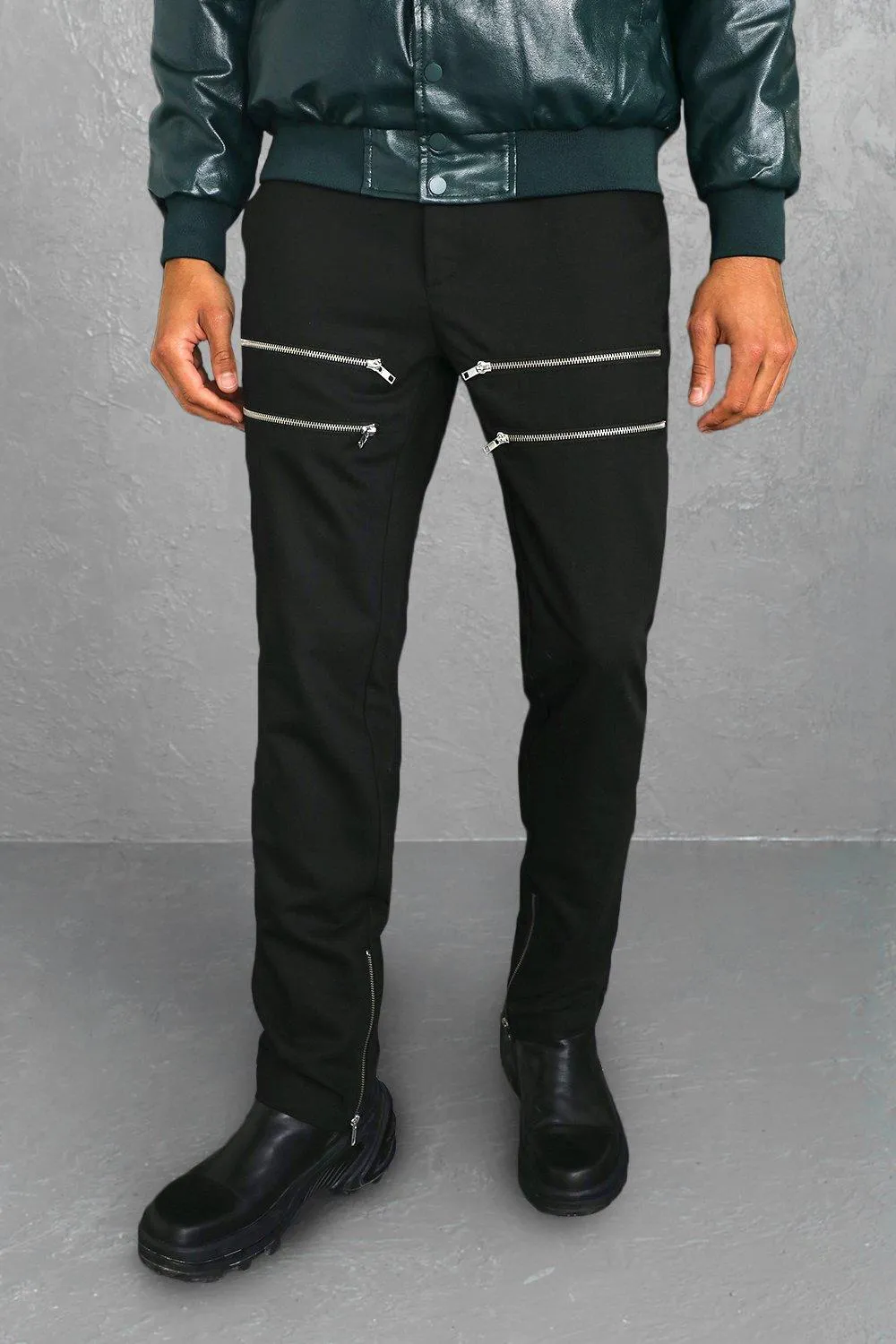 Skinny Zip Tailored Trouser | boohooMAN UK