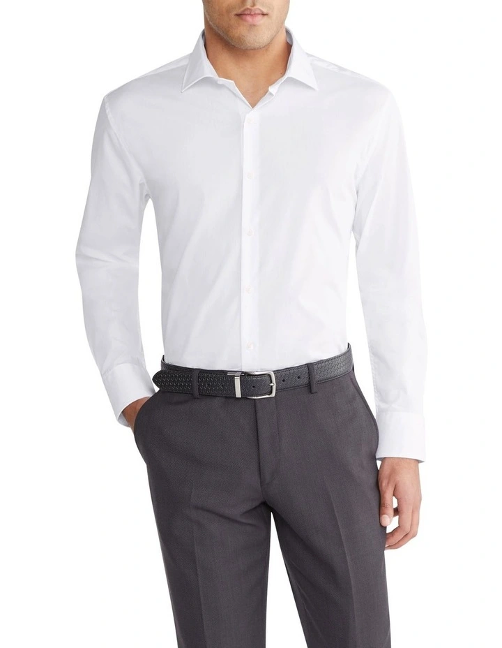 Slim Solid Stretch Shirt in White