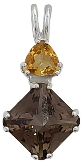 Smokey Quartz Mini Magician Stone? with Trillion Cut Golden Topaz