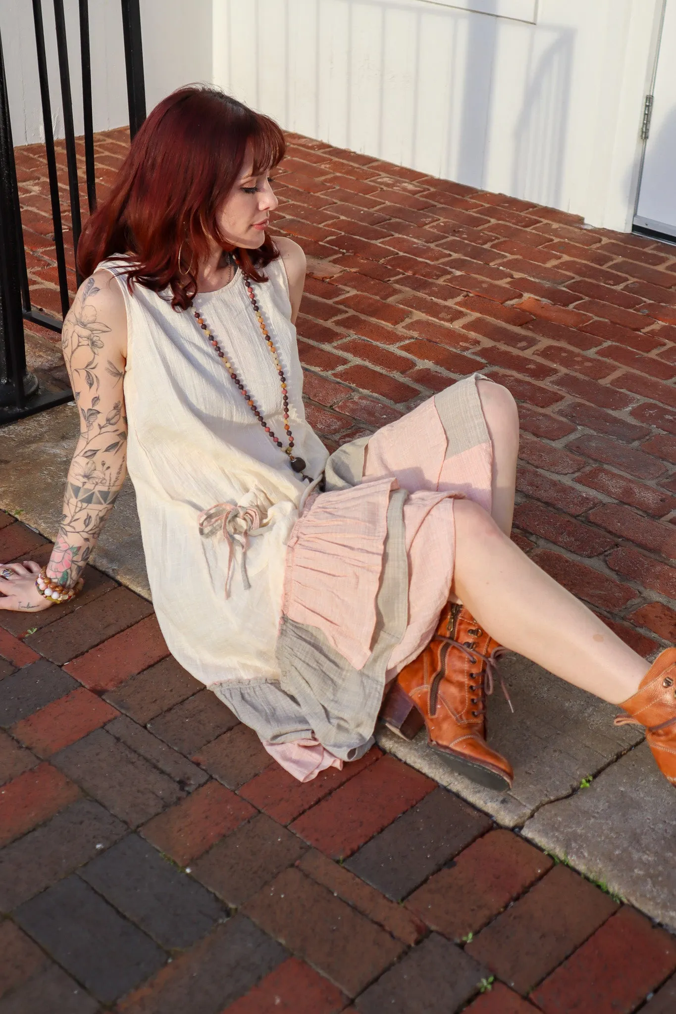 So Boheme Ruffle Front Midi Dress w/ Multi Coloring