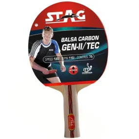 STAG Balsa Carbon Gen 2 Table Tennis Bat With Deluxe Case (Red)