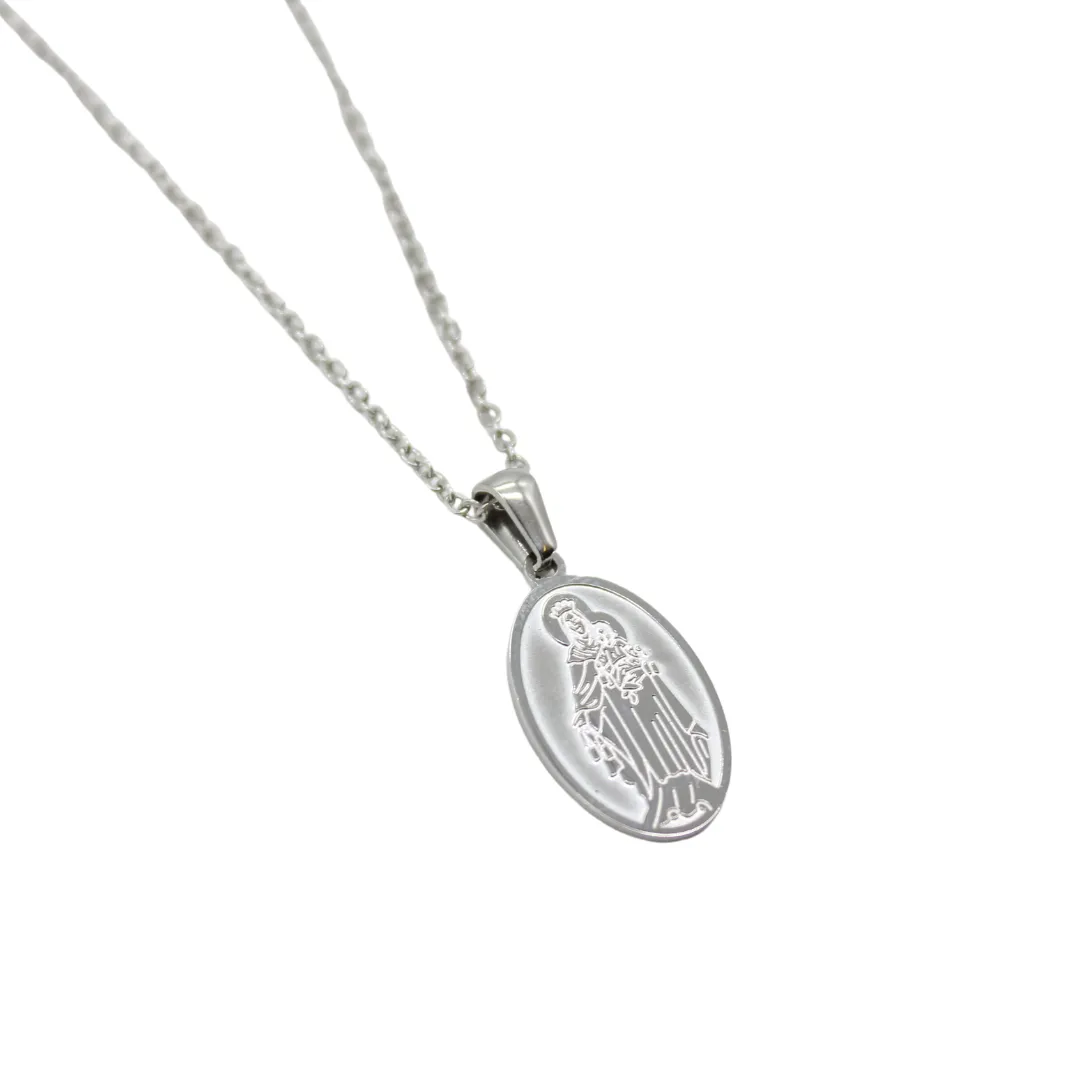 Stainless Steel Queen of Heaven Medal/Chain Set