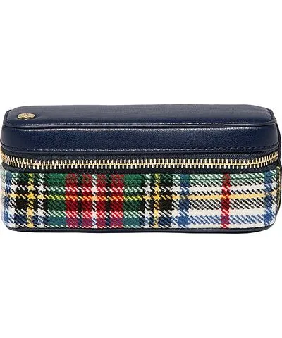 Stoney Clover Lane Faux Leather & Plaid Jewelry Pouch