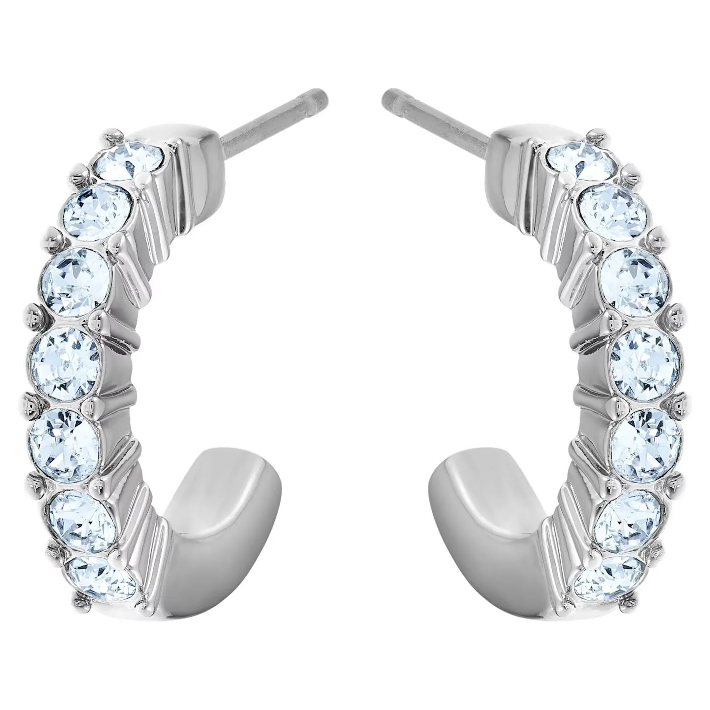 Swarovski Mini Hoop Earrings Blue, Rhodium plated -5073036