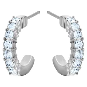 Swarovski Mini Hoop Earrings Blue, Rhodium plated -5073036