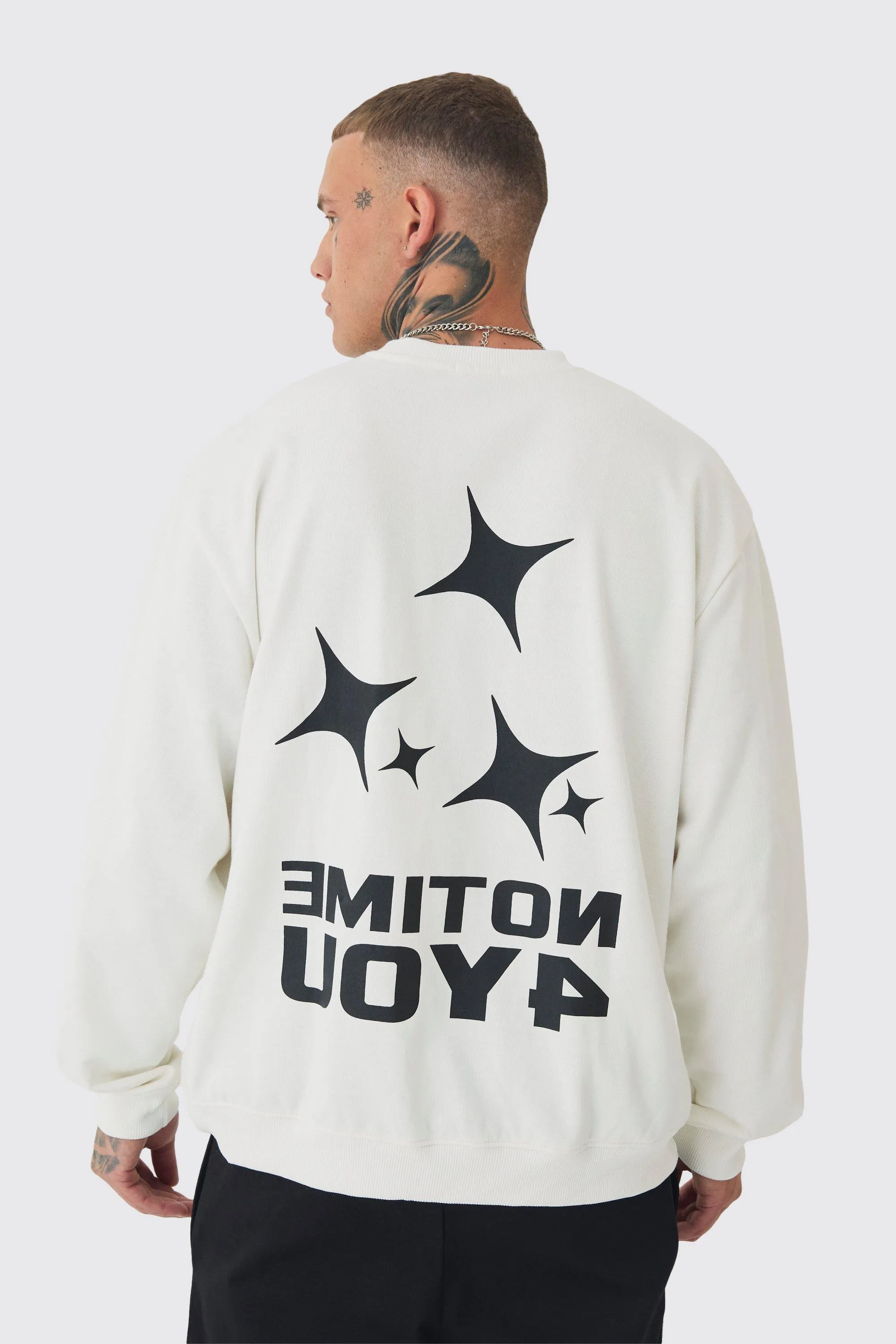 Tall Back Print Oversized Sweat | boohooMAN UK