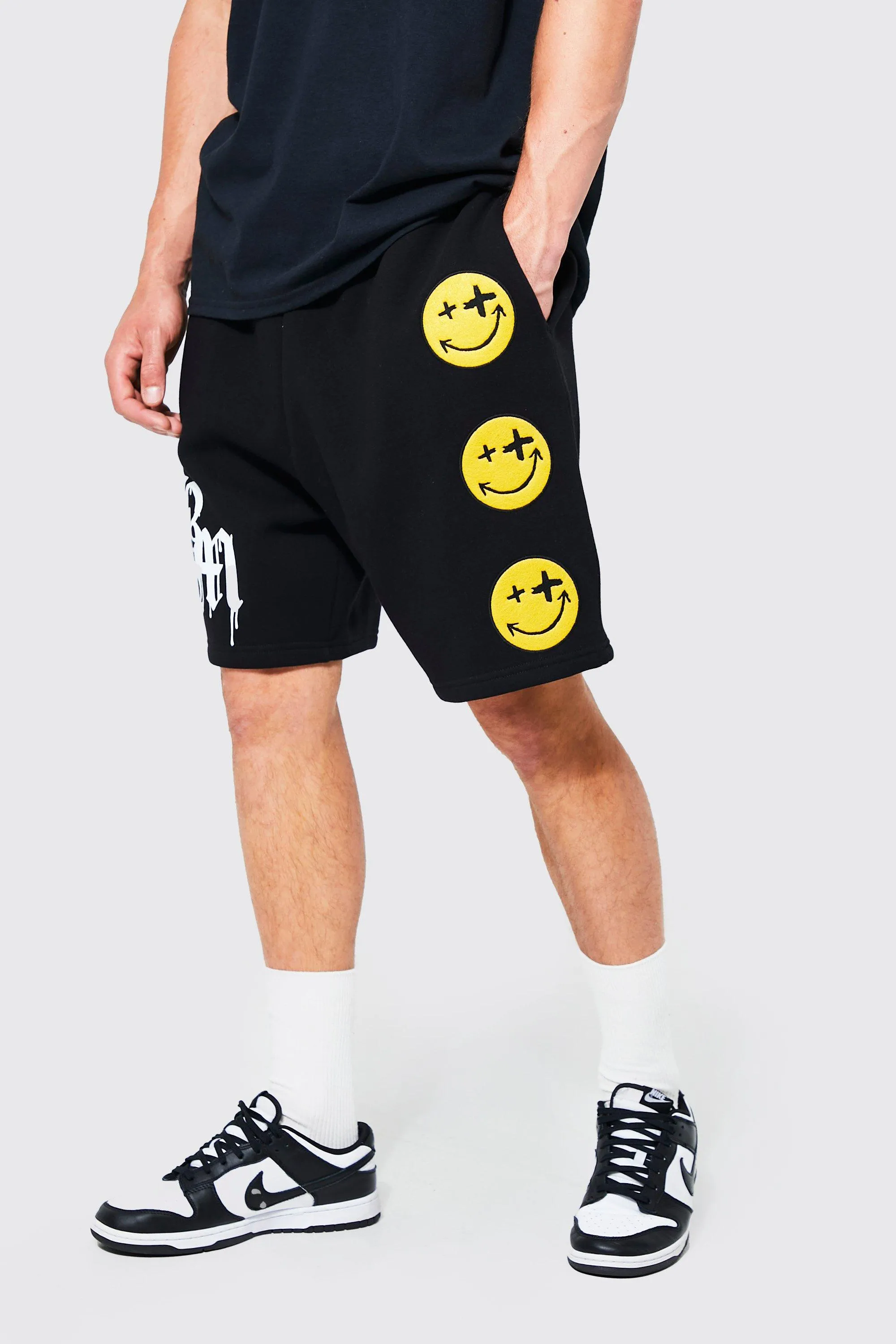 Tall Bm Applique Jersey Shorts | boohooMAN UK