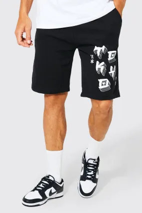 Tall City Print Jersey Short | boohooMAN UK