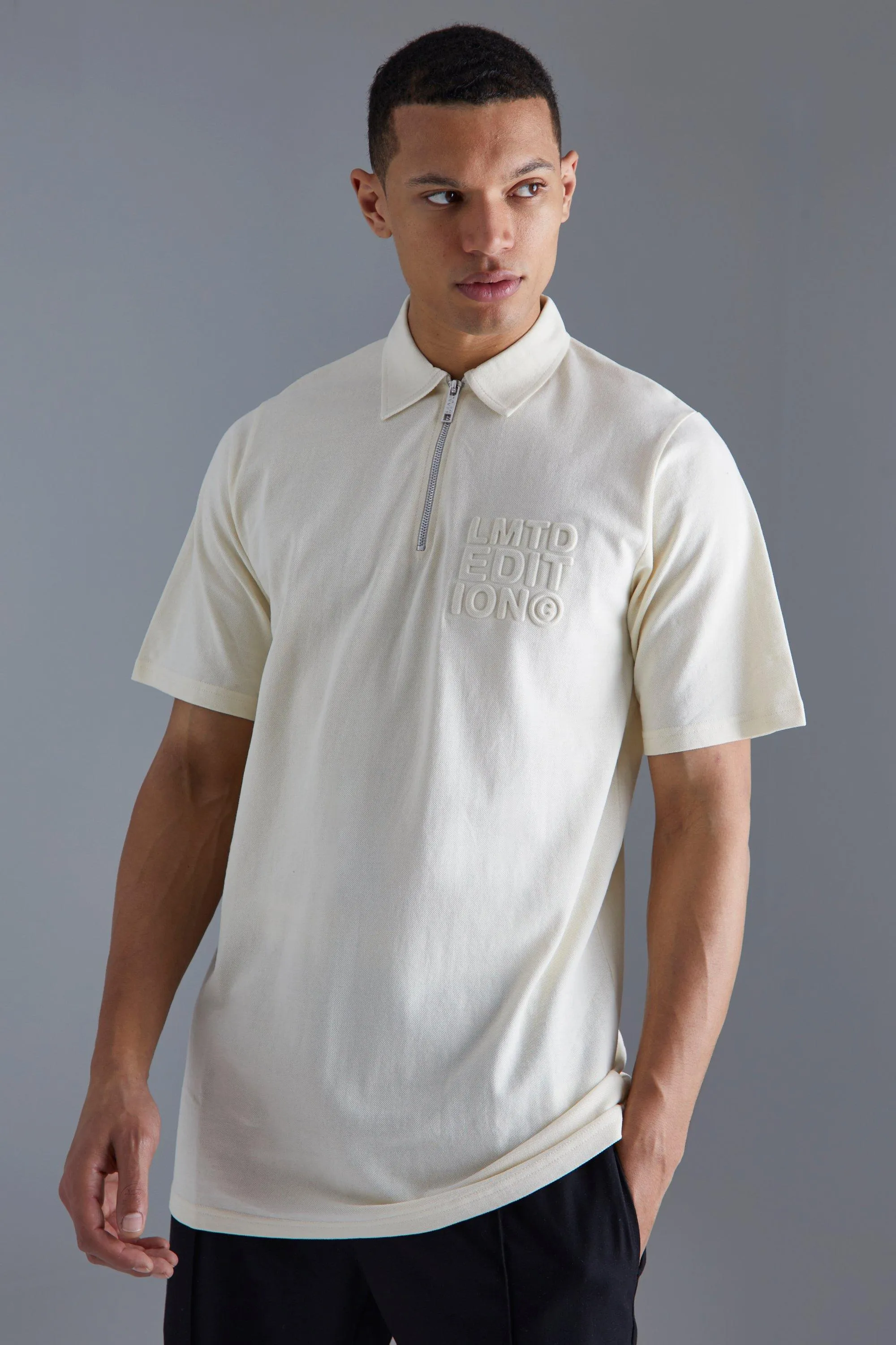 Tall Embossed Limited Edition Polo | boohooMAN UK