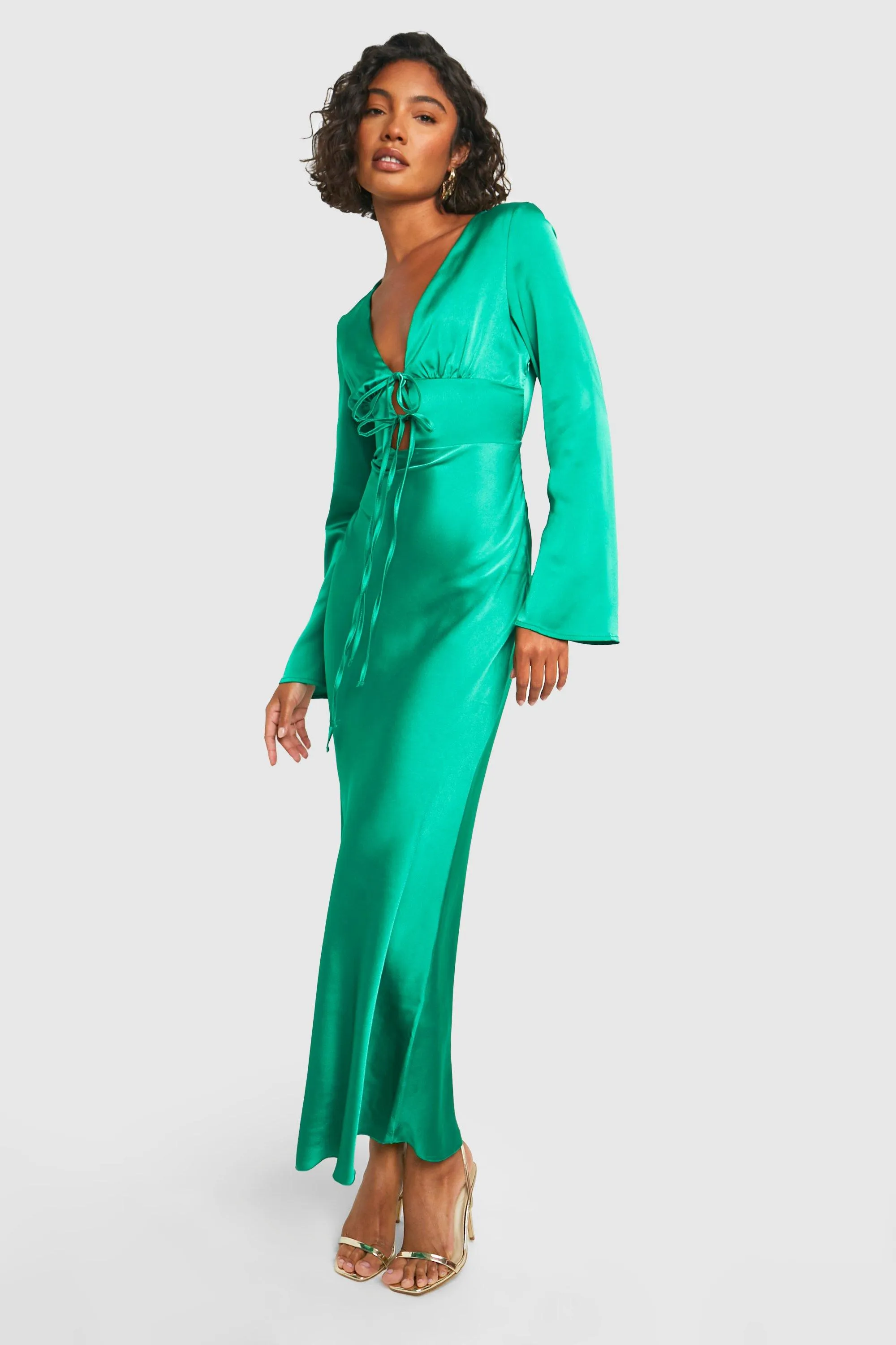 Tall Satin Tie Front Maxi Dress