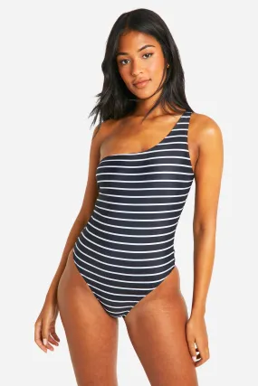 Tall Stripe One Shoulder Swimsuit