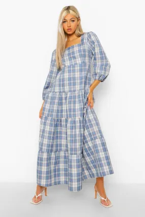 Tall Tiered Check Smock Dress