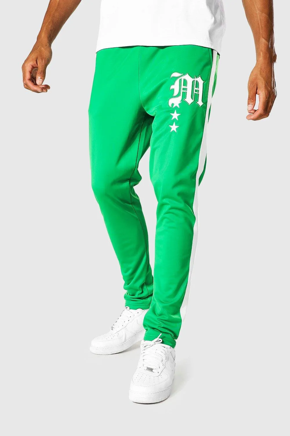 Tall Tricot Varsity Skinny Fit Joggers | boohooMAN UK