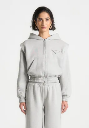 ternelle Wide Shoulder Zip Through Hoodie - Grey