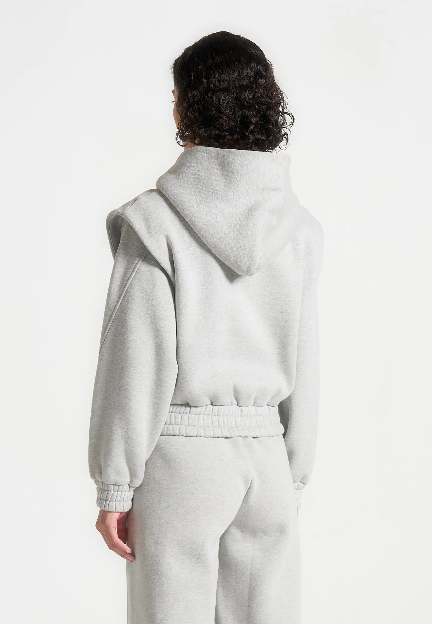 ternelle Wide Shoulder Zip Through Hoodie - Grey