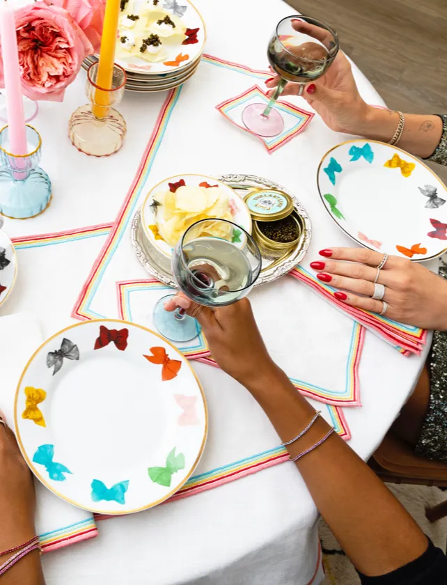 The Striped Placemat, Set of 4 - Rainbow / Linen