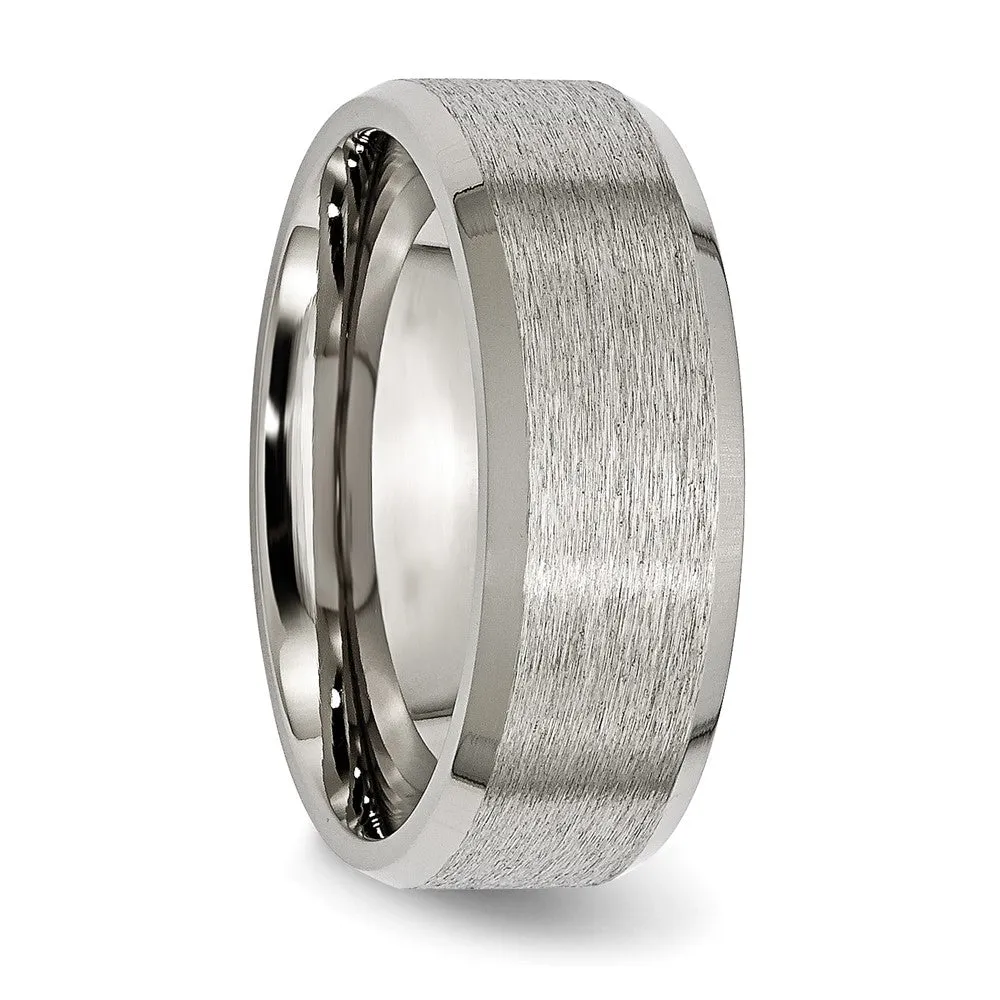 Titanium Beveled Edge 8mm Brushed Standard Fit Band