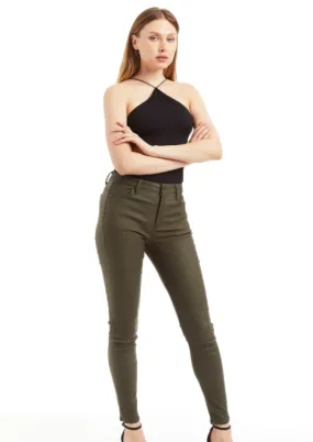 Tractr's Nina High Waist Skinny in Olive